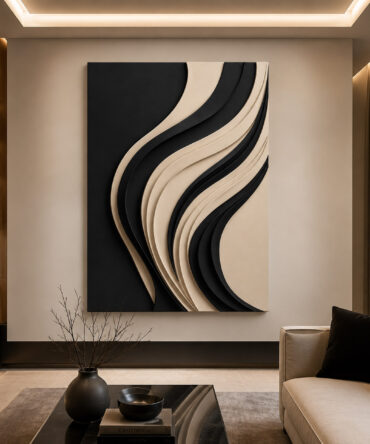 Harmonia Black & White - Quadro em Alto Relevo