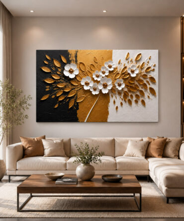 Arte em Flores Moderna - Quadro em Alto Relevo