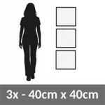 Maré Serena - Quadro em Alto Relevo Triplo Minimalista Moderno - 3x de 40cm x 40cm