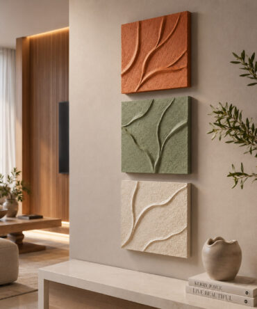 Linhas naturais - Quadro em Alto Relevo Triplo Minimalista Moderno