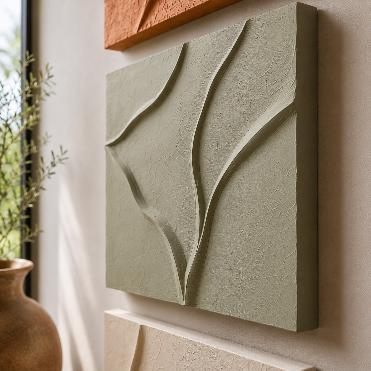 Linhas naturais - Quadro em Alto Relevo Triplo Minimalista Moderno - Imagem 6
